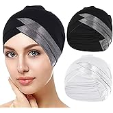 2 Pcs Womens Muslim Under Scarf Hijab Cap Stretch Sleep Hair Turban Head Wraps Bonnet Chemo Cap Beanie Hat Headwear