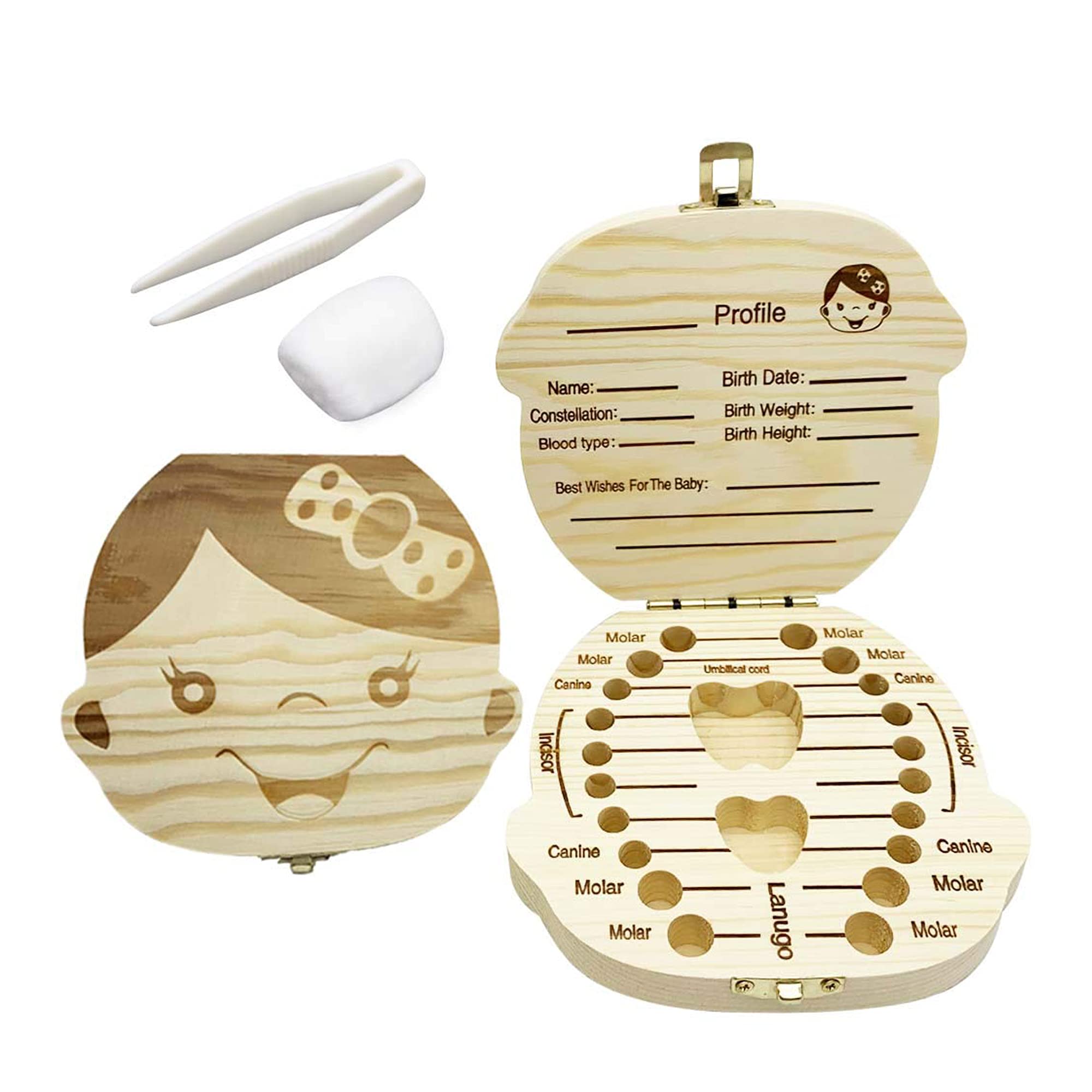 ZKSMNB Tooth Fairy Box for Girls - Wooden Tooth Box Save Teeth