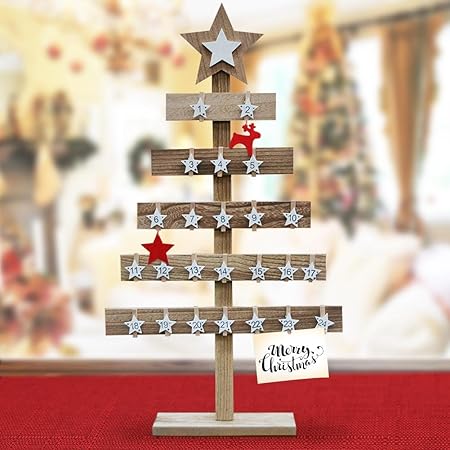 Stella Di Natale Con Le Mollette.Bakaji Calendario Avvento Forma Albero Di Natale Con Mollette E Numeri Bianchi Addobbo Decorazioni Natale Amazon It Casa E Cucina