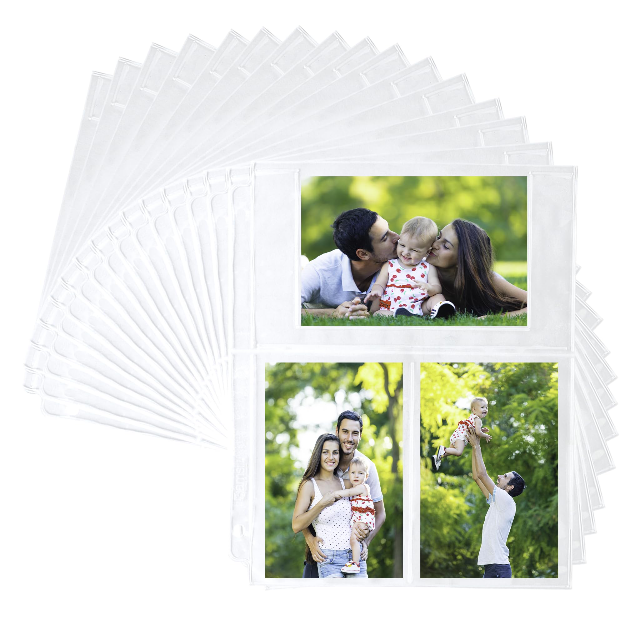 Samsill 4x6 Photo Album Refill Pages, 3 Pockets Ultra Clear Archival Safe Photo Sleeves, 50 Pack Holds 300 Photos, Pages Fit Standard 3 Ring Binder, Postcards, Photos, Index Cards, Recipes