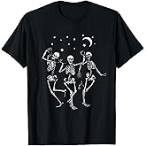 Skeleton Dancing Under The Moon Funny Happy Halloween T-Shirt