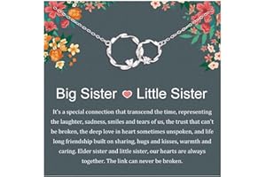 AnalysisyLove Sister Gifts, Sterling Silver Interlocking 2 Circles Necklace for Big & Little Sisters, Sister Birthday Gifts from Sisters
