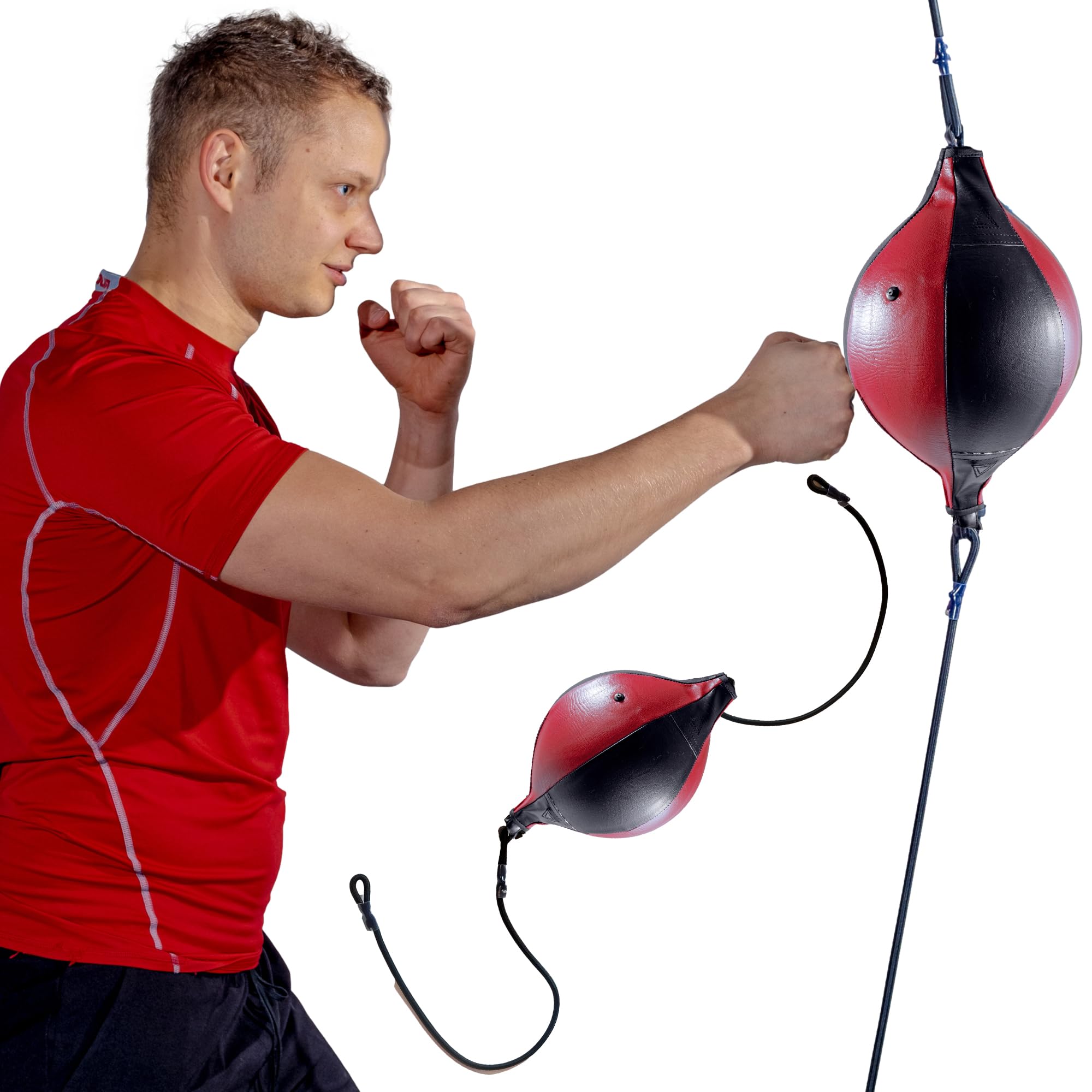 MuscleForge® Boxing Ball on String, Floor to Ceiling Punching Ball, Inflatable Double-Ended Hanging Boxing Ball for Speed Box Training