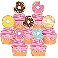 40Ct Donut Party Cupcake Toppers and Wrappers - Donut Food Theme Party/Tea/Doughnut Birthday Party Supplies Donut Baby Shower Decorations Cake Decor