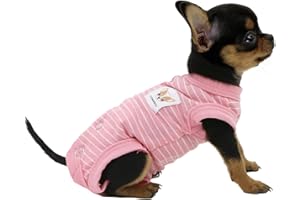 LOPHIPETS Girl Dog Shirts Pajamas for Small Teacup Dog Chihuahua Yorkie Puppy Cat Clothes-Pink Strips/XS