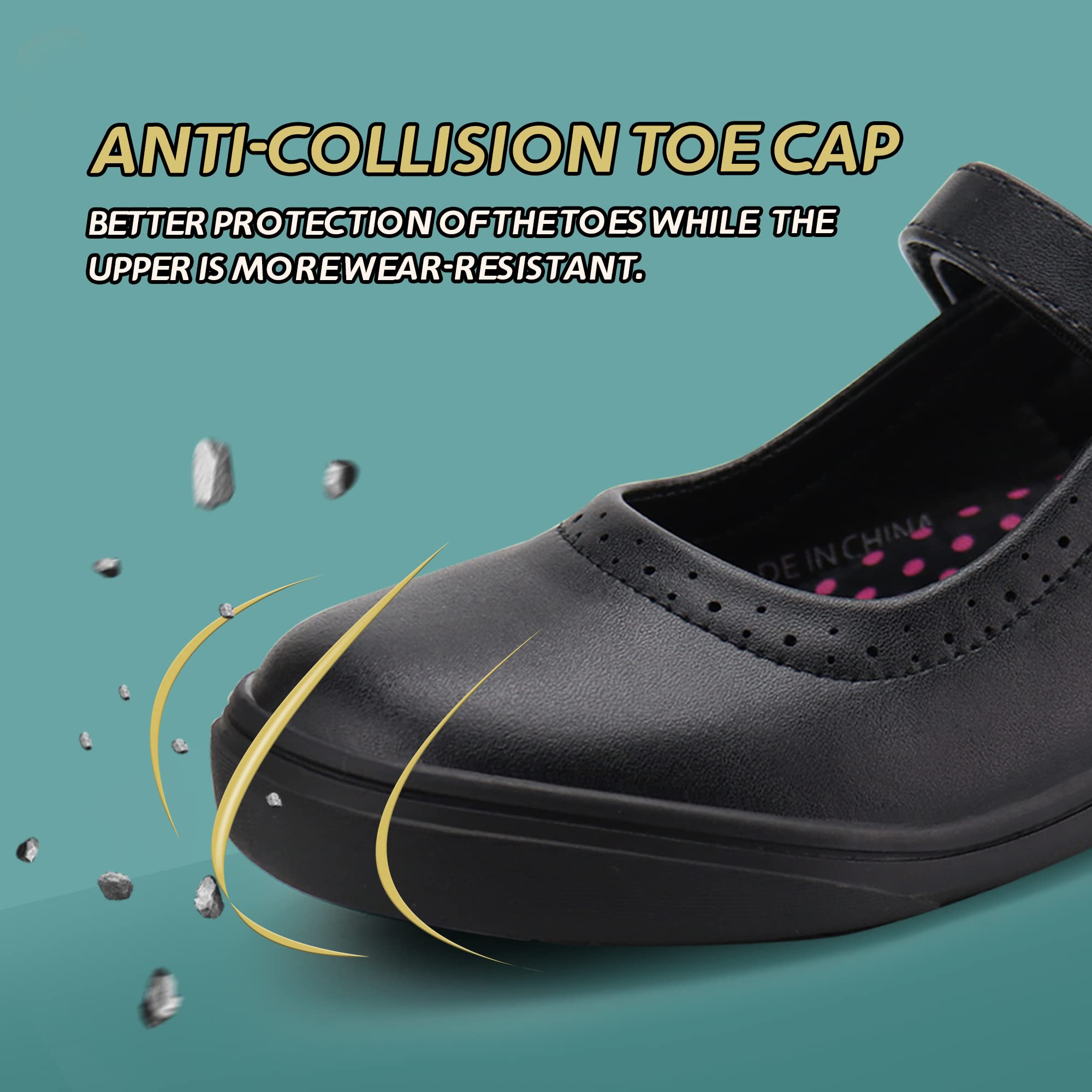 JABASIC Girls Mary Jane Flats School Uniform Dress Shoes