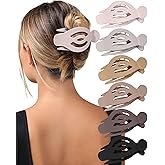 AWAYTR 6Pcs Upgrade Large Flat Hair Claw Clips for Women Girls, 5" Non-slip Duckbill Hair Clips for Long, Thick, Thin Hair, Comfortable for Driving & Lying Down (Matte (Neutral))