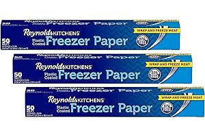 Reynolds Kitchens Plastic Coated Freezer Paper | Fight Freezer Burn with Reynolds Freezer Paper | Perfect for Arts & Crafts &