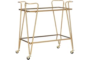 Linon Gina Mid-Century Bar Cart, Gold
