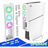 PS5 Cooling Fan with 7 Color-changing LED Light,Auto-Speed 9-Blade Quiet Fan,USB 3.0 Hub.The Accessories Compatible with PlayStation 5 Slim/Optical Drive Edition