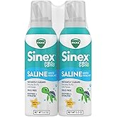 Vicks Sinex, Children's Saline Nasal Spray, Drug Free Ultra Fine Mist with Hint of Aloe, Ages 1+, Fast Everyday Stuffy Nose Relief for Kids, Clear Mucus from a Cold or Allergy, 5 OZ x 2