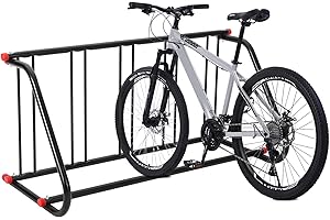 IDEALHOUSE Commercial Bike Rack, Bicycle Parking Stand for Outdoor Use, 5 Holders Heavy Steel Floor Bike Rack for Garage, Ret