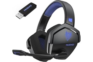 NUBWO Wireless Gaming Headset with Mic for Ps5 Ps4 PC, Zero Interference, 100-Hour Battery All-Day Play, 23ms Sync​ for Fortnite & Call of Duty/FPS Gamers, Triple Mode All Devices Compatible - Blue