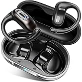Open Ear Headphones, Bluetooth 5.4 Wireless Earbuds, 50H, Air Conduction Ear buds, HD Stereo Bass Over Ear Earphones with Earhooks, Ultra-Comfort Secure Fit, IPX7 Waterproof Headset for Working Sports