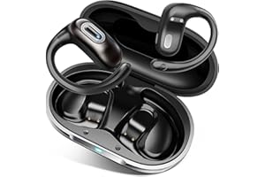 Qecnato Open Ear Headphones, Bluetooth 5.4 Earbuds, 50H, Air Conduction Ear Buds, HD Stereo Bass Over Ear Earphones with Earhooks, Ultra-Comfort Secure Fit, IPX7 Waterproof Headset for Working Sports