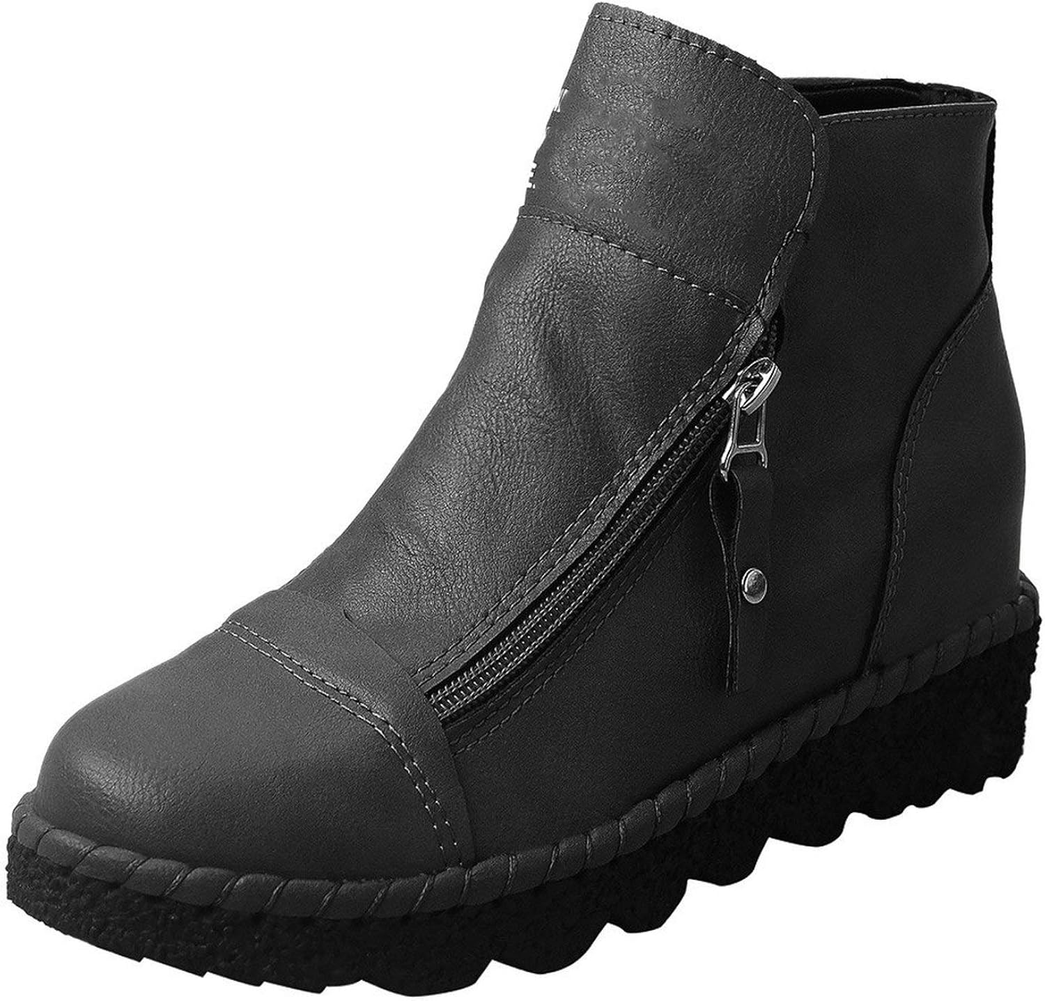 grey leather short boots