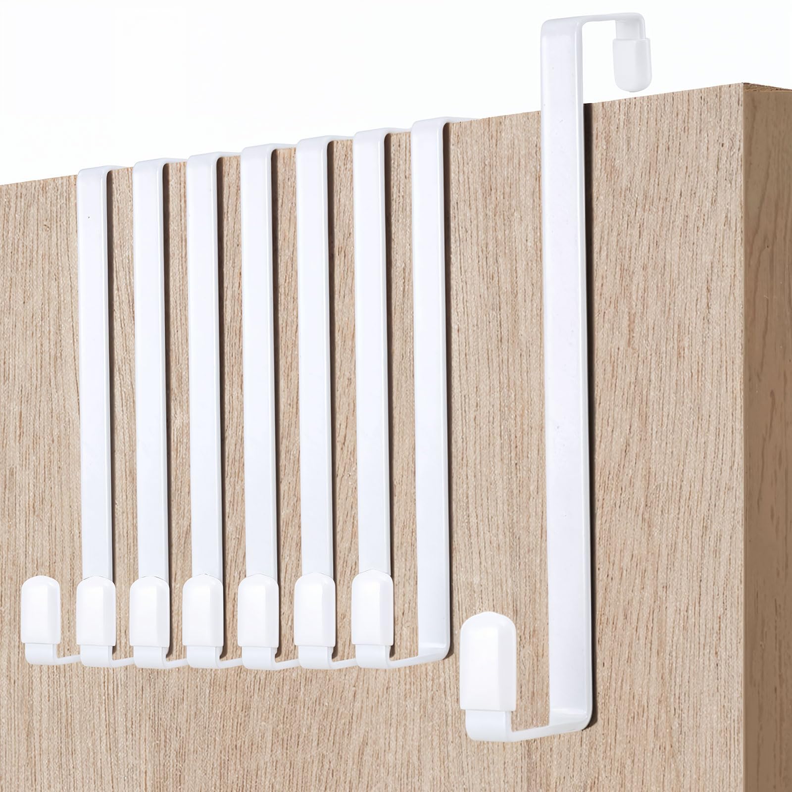 HuaJiao 8 Pack Over Door Hook, Over The Door Hanger Heavy-Duty Coat Hooks for Bedroom, Bathroom, Kitchen, Wardrobe, Dormitory (White)