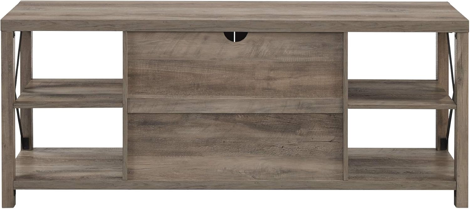 Walker Edison Modern Farmhouse Metal X Wood Stand Storage Cabinet for TV's up to 64" Living Room (60 Inch) - Gray Wash: Furniture & Decor