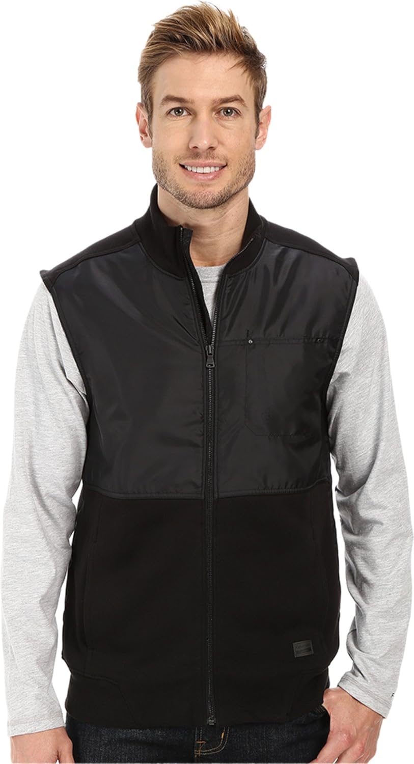 Calvin Klein Jeans Men's Fleece Vest with Nylon, Black, Small at Amazon