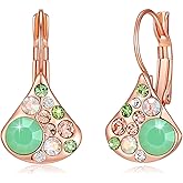 Multicolored Austrian Crystal Pear-shaped Drop Earrings for Women 14K Gold Plated Leverback Huggie Earrings Hypoallergenic Jewelry