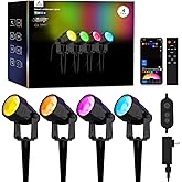 APPECK Landscape Lighting, RGBW Color Changing Low Voltage Landscape Lights with APP Control, IP65 Waterproof Outdoor Spotlights for Garden Yard Outside Decoration, 4 Pack