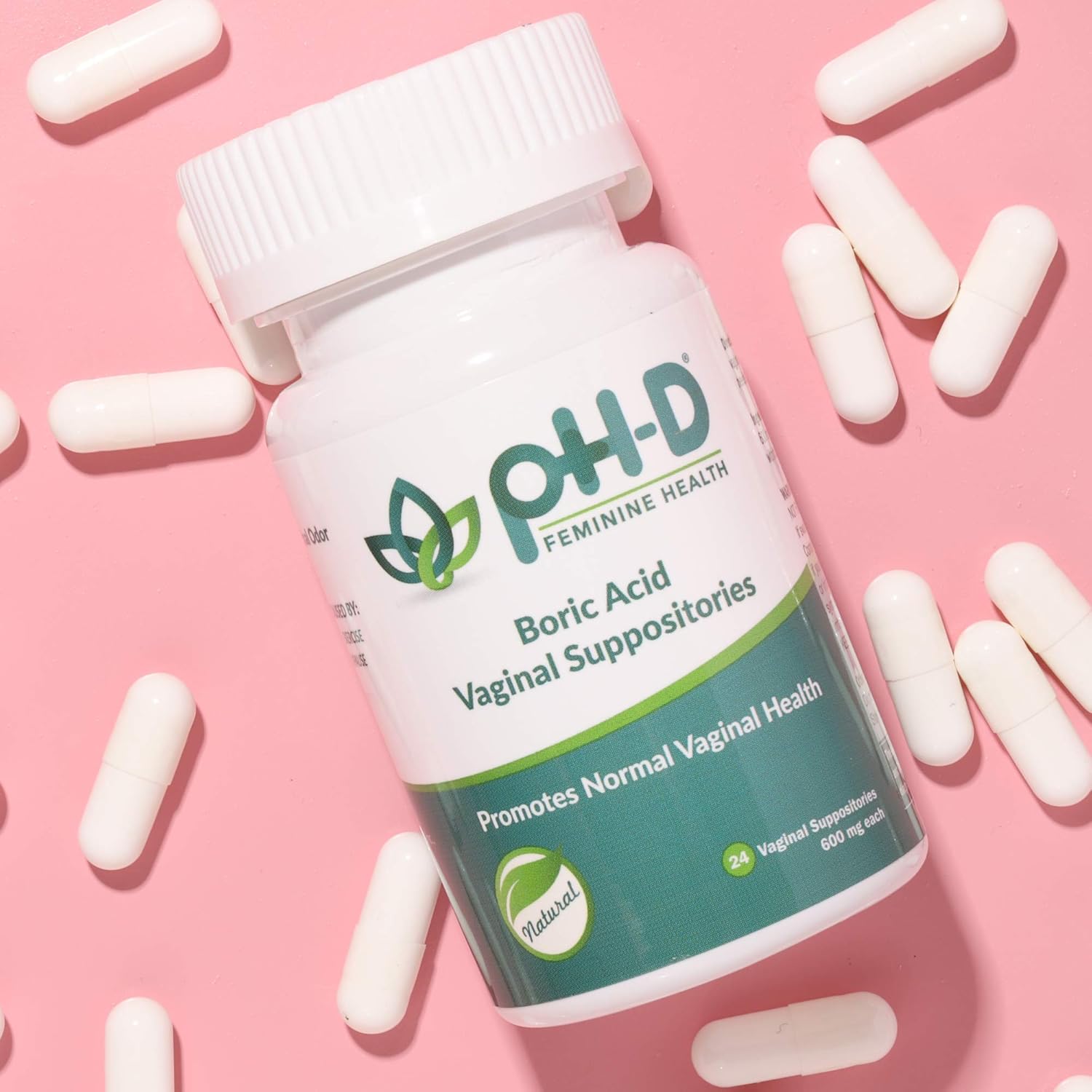 pH-D Feminine Health - 600 mg Boric Acid Suppositories - Woman Owned - Alternative Support for Vaginal Balance -24 count: Health & Personal Care
