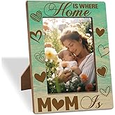 Wooden Photo Frame Home Is Where Mom Is Heartwarming Mother’s Day Gift For Mom Unique Birthday Present For mother Thoughtful Thanksgiving & Christmas Gifts Family Photo Frame Decor Gift 8X6 Inches