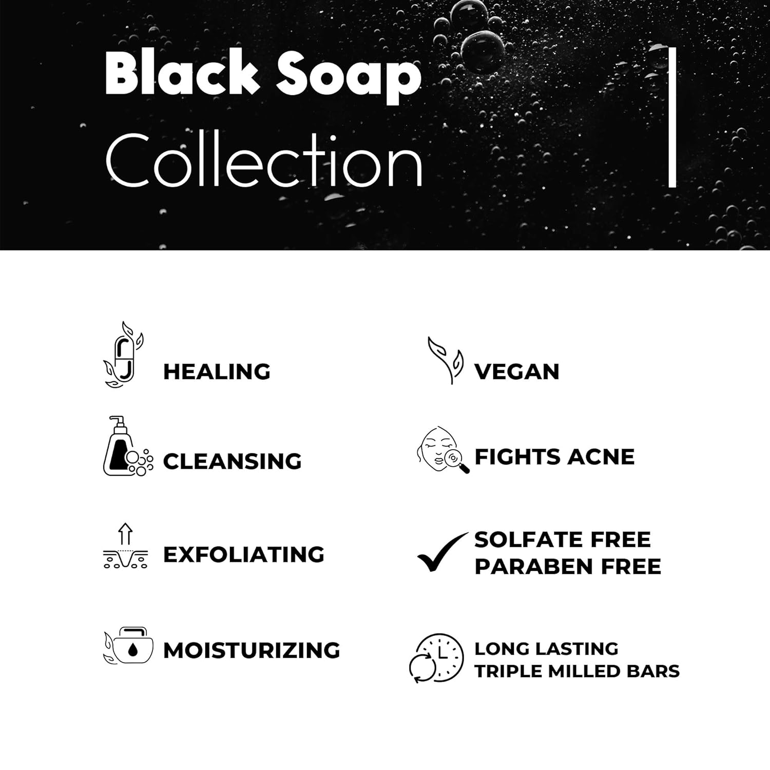O Naturals 6-Piece Black Bar Soap Collection. 100% Natural. Organic Ingredients. Helps Acne, Repairs Skin Moisturizes, Deep Cleanse, Luxurious Face Hands Body Soap Women & Men. Triple Milled Vegan 4oz : Beauty