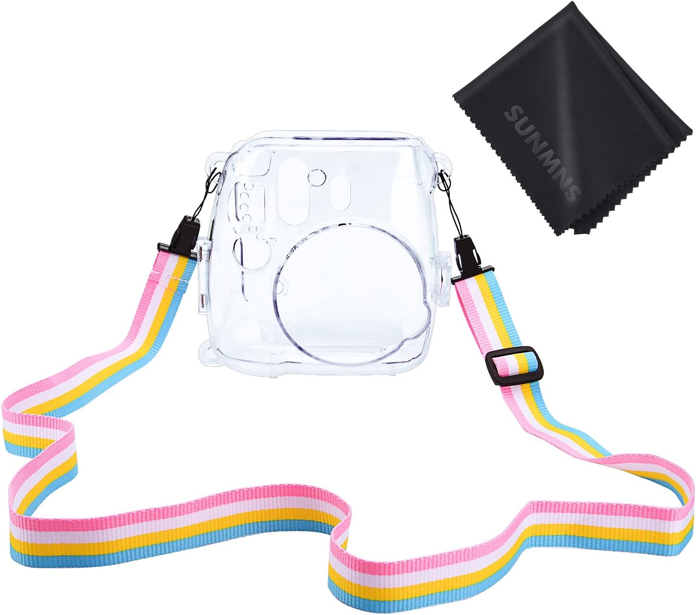 Sunmns Transparent Clear Hard Plastic Protective Cover Case for Fujifilm Instax Mini 8/8+/ 9 Instant Film Camera with Adjustable Strap
