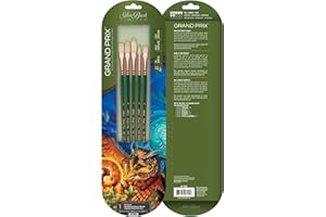 Silver Brush Limited GP-1050 Grand Prix Plein Air Set, Paintbrushes for Oil Painting, Set of 5, Size 4 Round, Flat, Bright, Filbert, & Xtra Long Filbert Brushes, Long Handle