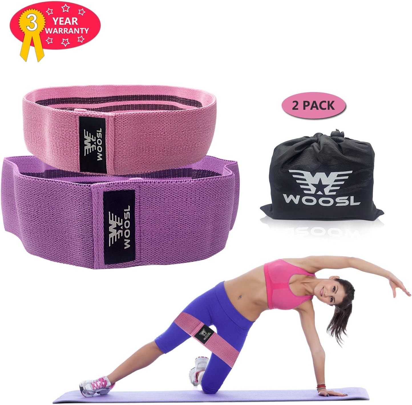 WOOSL Resistance Bands Set,Booty Bands Loop Exercise Bands Anti Slip Elastic Workout Bands Hip Bands Wide Resistance Bands for Legs and Butt Booty Band with Fabric Anti-Slipping Glute