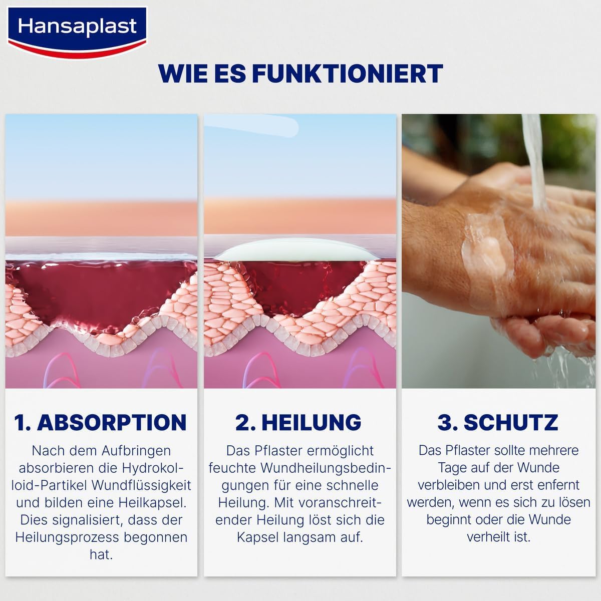 Hansaplast Pflaster Zweite Haut Schutz Regulär (6 Strips), dünnes und flexibles Hydrokolloid-Pflaster mit Heilkapsel-Technologie, wasserdichtes Wundpflaster mit extra starkem Halt für mindestens 72h 6