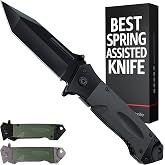 Spring Assisted Heavy Duty Pocket Knife for Men - 3.5" Tanto Sharp Blade - Folding Tactical Self Defense Japanese Knives with Portable Clip - for Hunting Camping Military Survival Work EDC 6688 BB