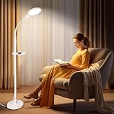 Light Therapy Floor Lamp, Dimmable 11000 Lux UV-Free LED Sunlight Lamp with Tray, 2-in-1 Floor & Desk Adjustable Height Full Spectrum Happy Therapy Light with Remote Timer for Reading Home Office