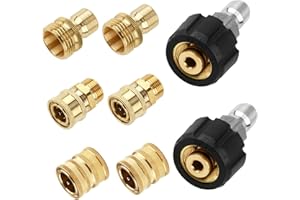 ENNSOO Pressure Washer Quick Connect Fittings, Washer Adapter Set, Set Quick Connect Kit with M22 14mm to 3/8 Inch Hose Adapter, 3/4" to Quick Release, 8 PCS