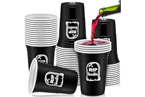 Rtteri 48 Pack Death to My 20s Decorations Cups 16 oz Rip to My 20s Cups 30th Birthday Decorations for Him Disposable Party Thick Plastic Cups Twenties Birthday Cups for Women(White, Black)