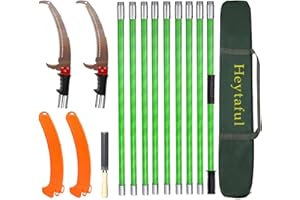 Heytaful Manual Pole Saw 30 FT Extendable Tree Pruner High Branches Trimming for Pruning Palms and Shrubs with Long Handle (Green)