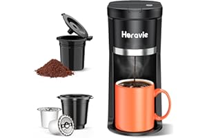 Small Single Serve Coffee Maker, Fast Brew One Cup Coffee Machine for K Cup and Grounds, 6 to 12 oz. Brew Sizes, Capsule Coff