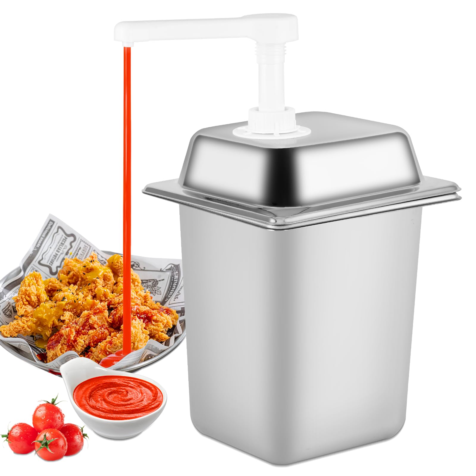 Photo 1 of 3.4Quart Sauce Pump Dispenser Condiment Dispenser with 2 Pumps, Pump Dispenser for Syrup Ketchup Dressing BBQ Sauce