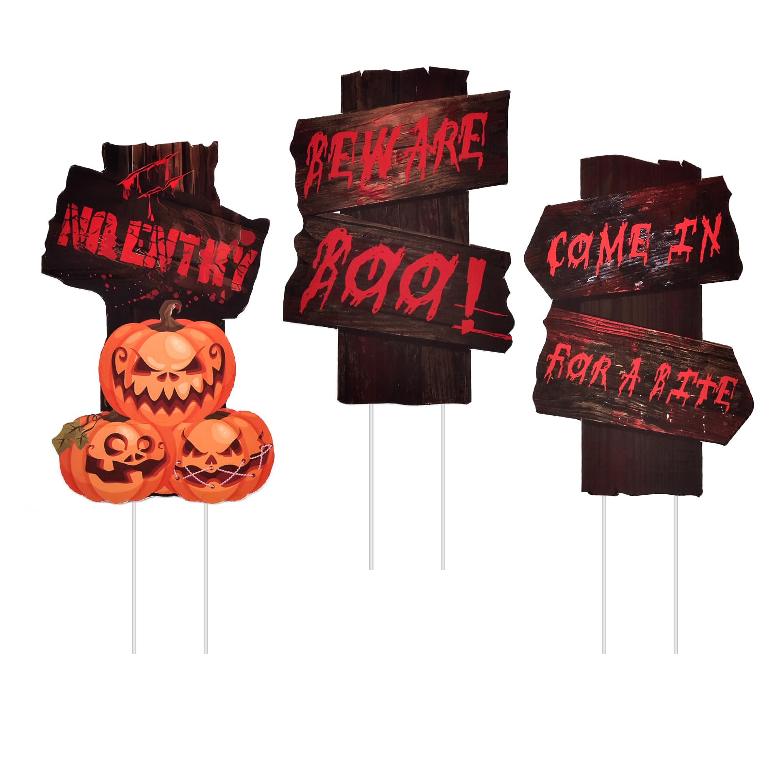 Photo 1 of AHEONLAR 3-PACK Halloween Yard Sign Home Outdoor Lawn Decoration, Halloween Yard Stakes Pumpkin Decor Signs - Style B