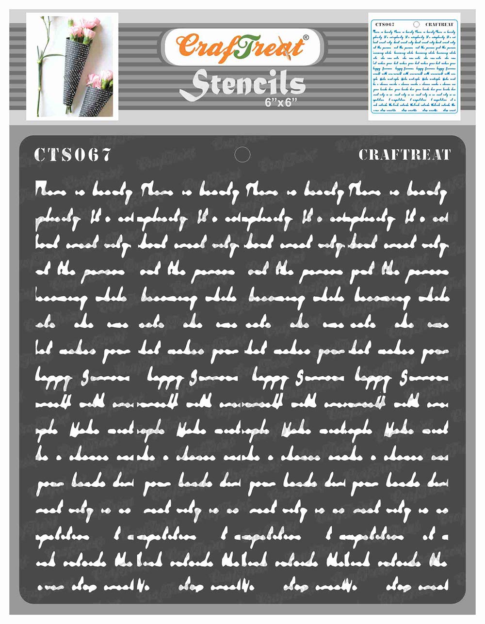 CrafTreat Reusable Scripture Stencil for Wood, Canvas, Paper, Fabric, Floor, Wall, and Tile - 6x6 Inches Script Stencil - DIY Art and Craft