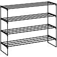 SONGMICS Shoe Rack, 4-Tier Shoe Organizer, Metal Storage Shelf, Upright or Upside Down, for 20-25 Pairs, Stackable, for Entryway, 11.8 x 36.2 x 29.5 Inches, Black ULSA14BK