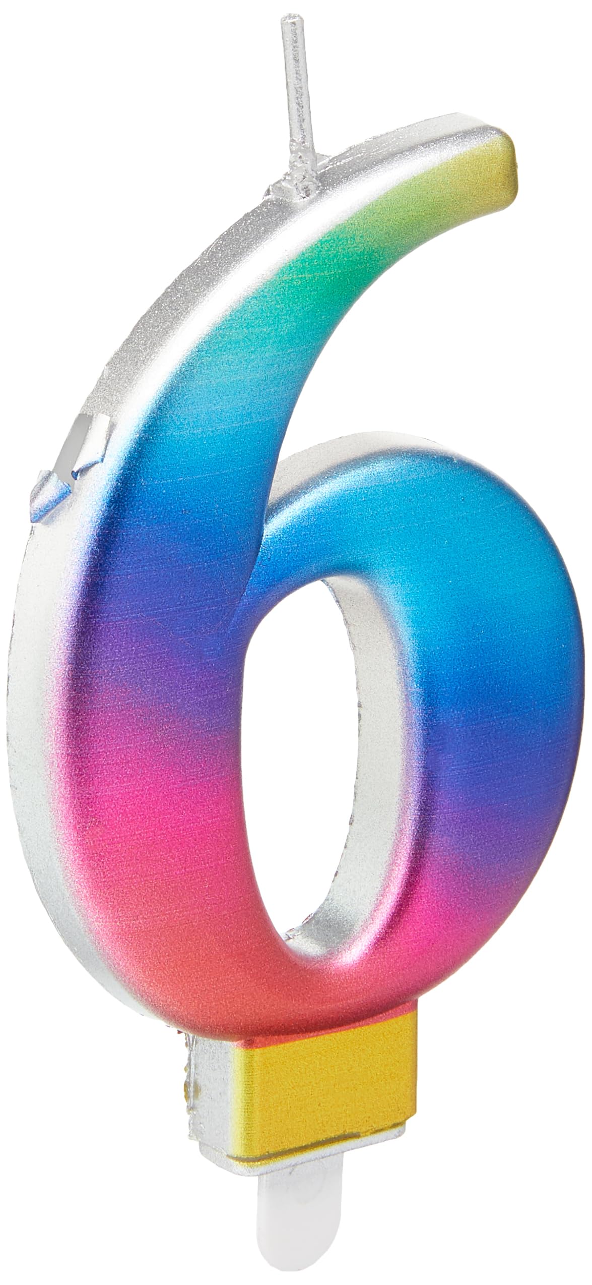 Metallic Rainbow Number 6 Birthday Candle - Vibrant 3D Topper for Cakes & Desserts - Perfect for Kids' & Adults' Parties - 1 Pc