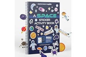 Outer Space Sticker Book for Kids + Activity Book by Cupkin: Innovative Side by Side Sticker Books - Spiral Binding Lays The Planet Stickers Flat - 500+ Astronaut Stickers and 12 Interstellar Scenes