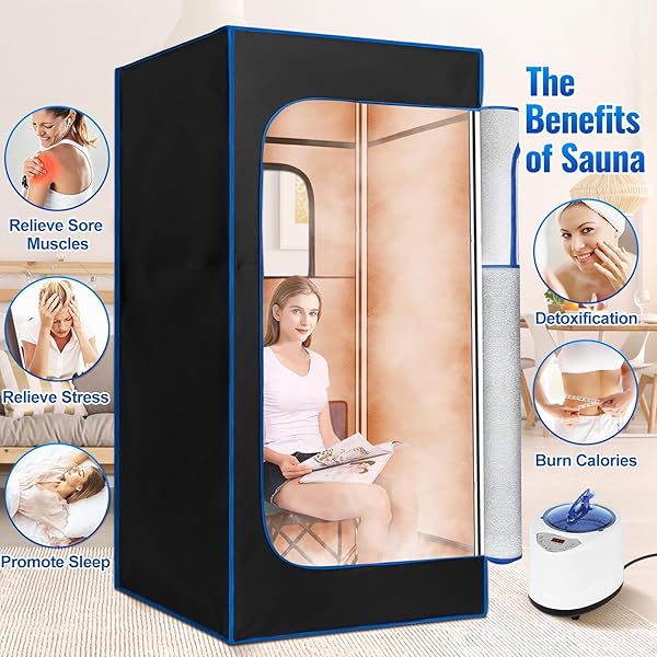 X-VCAK UPGRADED PORTABLE SAUNA OF RELAXATION, DETOXIFICATION, STEAM SAUNA FOR HOME WITH STEAMER, PAIRS REMOTE CONTROL, FOLDING CHAIR, 9 LEVELS, 2.6’ X 2.6’ X 5.9’