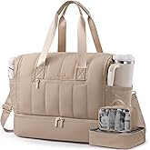 LOVEVOOK Travel Duffle Bag,Puffer Weekender Bags For Women with Shoe Compartment,42L Carry On Duffel Bags For Airplanes,Hospital for Labor and Delivery,Overnight Bag With Toiletry,3Pcs Set