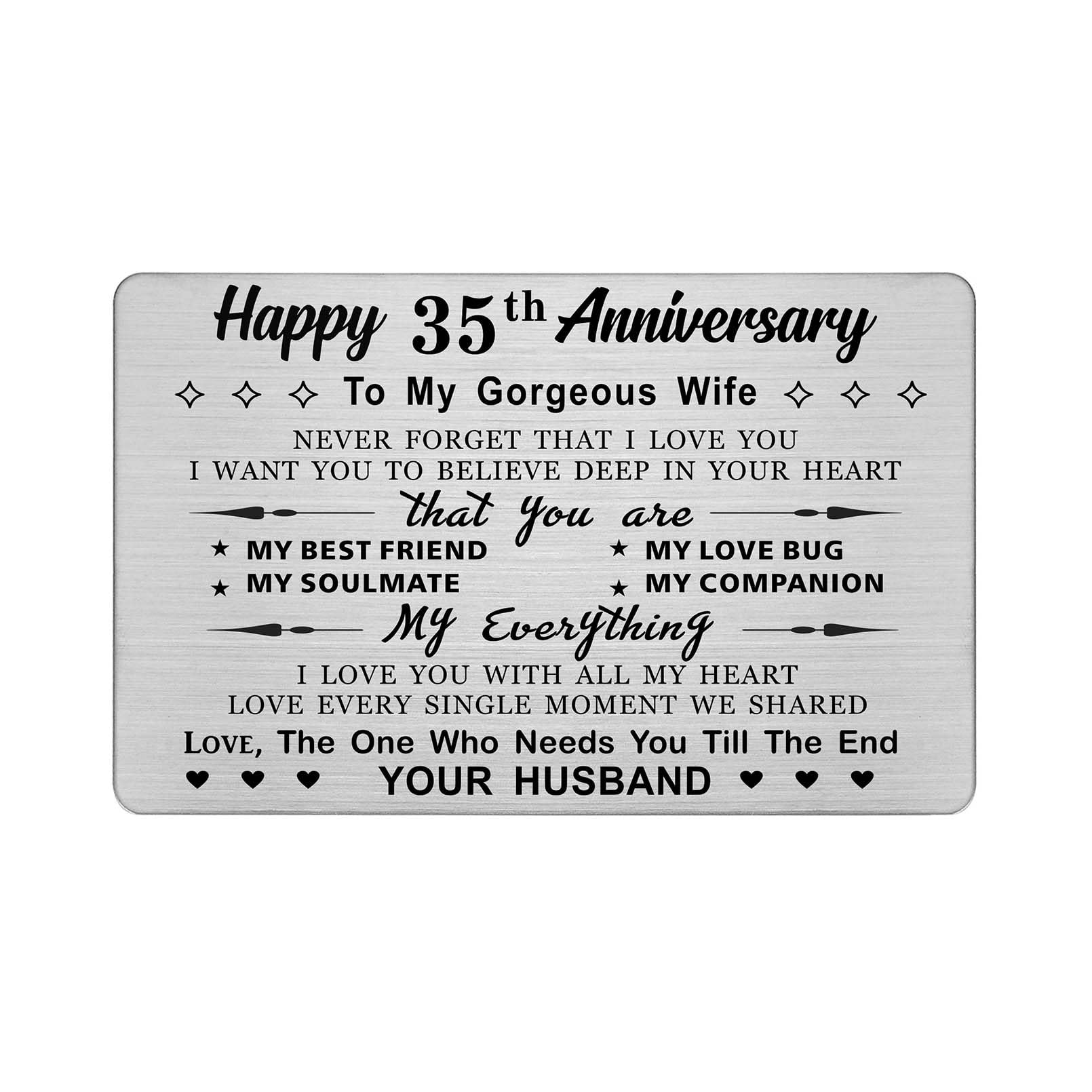 DEGASKEN 35th Wedding Anniversary Card Gifts for Wife, Need You Till The End, 35 Year Steel Keepsake Greeting Card for Her