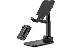 Suporte de Mesa para Celular e Tablet Dobrável Ajustável - Base Antiderrapante Universal - Ideal para Videochamadas, Filmes, Home Office e Viagens