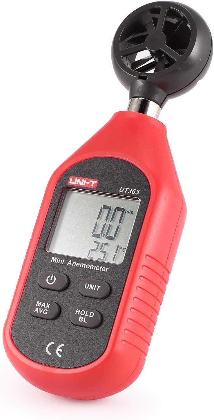 amiciSense UNI-T UT363 Digital Wind Speed Anemometer cum Thermometer 3x AAA Battery Included