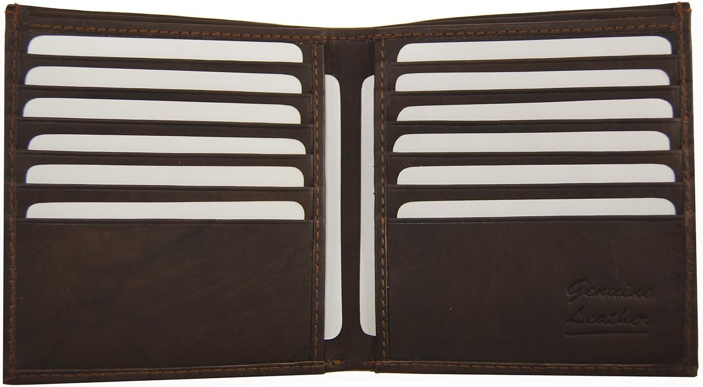 AG Wallets Men's Cowhide Leather European Multi-Card Bifold Wallet Hipster